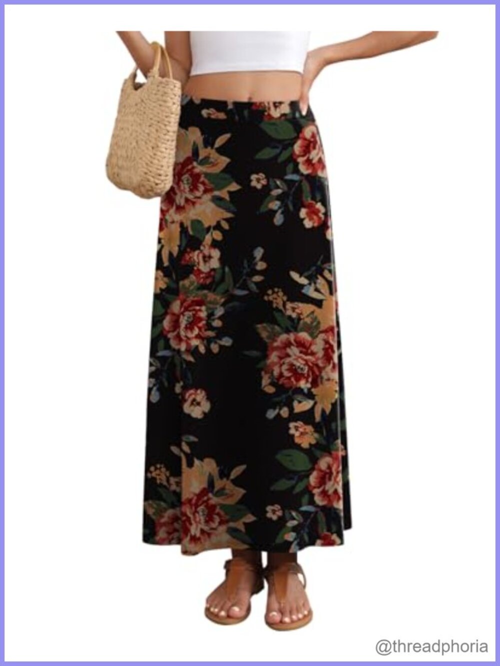Women's Flowy A-Line Maxi Skirt Casual Long Elastic Waist S-2XL